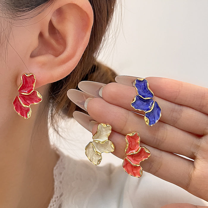 Five Color Irregular Petal Flower Statement Stud Earrings