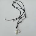 Pearl Pod Pendant Cord Necklace in Gold and Silver Tones view 4