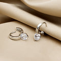 Clear CZ Huggie Hoop Earrings Gold Or Silver Metal view 2