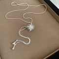 Silver Starburst Firework Y Lariat Necklace Tassel view 6