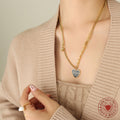 Forever Black Enamel Heart Mixed Chain Necklace Gold Steel view 3