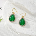 Green Teardrop Rhinestone Resin Earring Necklace Set view 3