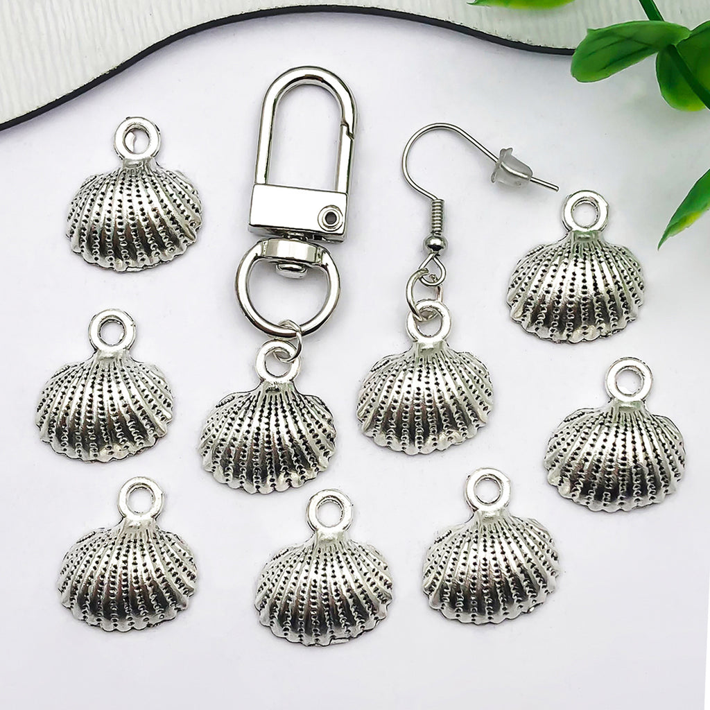 18x17mm Antique Silver Zinc Alloy Shell Charm Pendant for Bracelet Necklace Keychain DIY