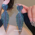 Crystal Bow Tassel Stud Earrings in Five Colors Decorative Jewelry Accessory view 3