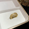 Gold CZ Curb Chain Open Ring and Dual Bar Stud Earrings view 2
