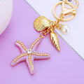 Crystal Starfish and Pearl Keychains with Cords and Loose Braided Loops view 7