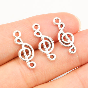 Silver Tone Treble Clef Music Note Charms with Top Loops