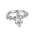 Marquise Clear Stone Floral Accent Ring Gold Silver Rose Sizes 6-10 view 3