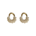 Pearl Cluster Open Circle Hoop Statement Stud Earrings view 5