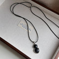 Black Double Gourd Cord Pendant Necklace Decorative Jewelry Design view 6