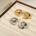Chubby Teardrop Curl Stud Earrings Gold Or Silver Tone view 4