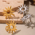 Oversized Open Sunburst Statement Ring Gold Or Steel view 3