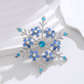 Blue Silver Tone Snowflake Crystal Metal Brooch Pin view 4