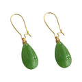 Green Teardrop Glass Gold Wire-Wrapped Hook Earrings view 5
