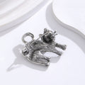 Silver Tone Cat Crystal Two Designs Metal Brooch Pin view 3