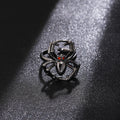 Gunmetal Spider Open Adjustable Ring Red Crystal Eyes view 2