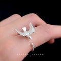 Silver Tone Flying Bird Sculptural Adjustable Open Ring view 2