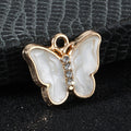 Enamel Alloy Rhinestone Butterfly Charm Pendant Seven Colors view 3