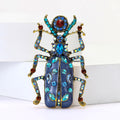 Enamel Rhinestone Beetle Brooch Gold Tone Four Color Pin view 2