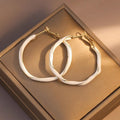 Two Tone Irregular Hoop Earrings in Red and Ivory Enamel view 5