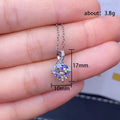 Silver Tone Solitaire Pendant Necklace With Clear Round Stone view 5