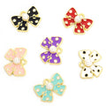 Polka Dot Bow Enamel Metal Jewelry Charms, 12 Colorways view 3