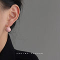 Soft Pink Enamel Chunky Dome Hoop Earrings Gold Lined Pair view 2