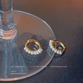 Gold-Tone Pearl Huggie Hoop Earrings Mini Seed Pearls view 3