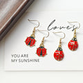 Enamel Penguin and Ladybug Drop Earrings 4 Color Styles view 3