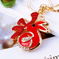 Red Jeweled Fortune Rabbit Keychains in Plain and Fortune Braided Options view 2