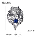 Openwork Tiger Head Brooch with Large Red or Blue Crystal view 7