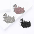 Iceland Map Rhinestone Brooch Black Silver or Pink view 1