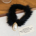 Plush Collar Necklace with Oval Pearl Style Pendant view 6