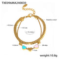 Double Layer Gold Heart Enamel Necklace and Bracelet view 6