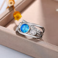 Silver Multi Band Blue Round Stone Cross CZ Ring 6-10 view 5