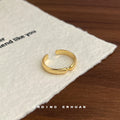 Gold Open Adjustable Ring Smooth Band Pinch Detail view 3
