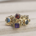 Asymmetric Multicolor Bezel Stack Ring In Two Metal Tones view 3