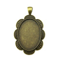 Antique Bronze Scalloped Oval Cabochon Pendant Setting view 1