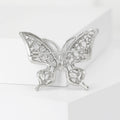 Openwork Butterfly Brooch Pearl Clear Rhinestone Silver Gold view 1