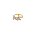 Cat Eye Flower Pearl Crystal Open Rings Gold Silver view 5