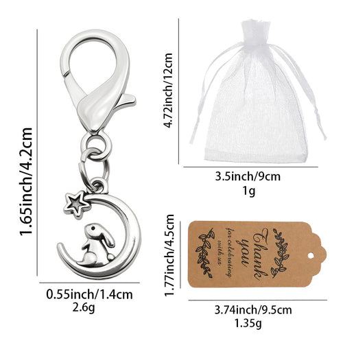 Size chart for rabbit moon star charm bag and kraft thank-you tag