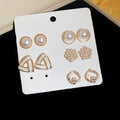 Gold Pearl White Enamel Stud Earring Set Five Pair Styles view 6