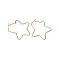 Large Open Star Hoop Earrings in Gold and Silver Tones view 5