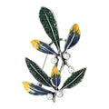 Leaf Branch Brooch Pearl Rhinestone Enamel Brown Green view 2