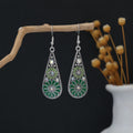 Six Color Floral Teardrop Antique Silver Hook Earrings view 3