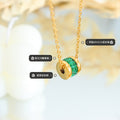Gold Cable Chain Green Zircon Cylinder Bead Pendant Necklace view 2