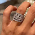 Rectangular Clear Stone Three-Ring Stacking Set In Silver Tone view 2