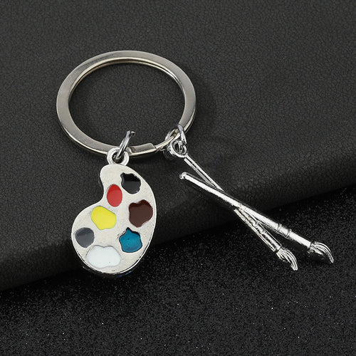 Artist Palette Metal Keychain Gift for Painters and Art Students