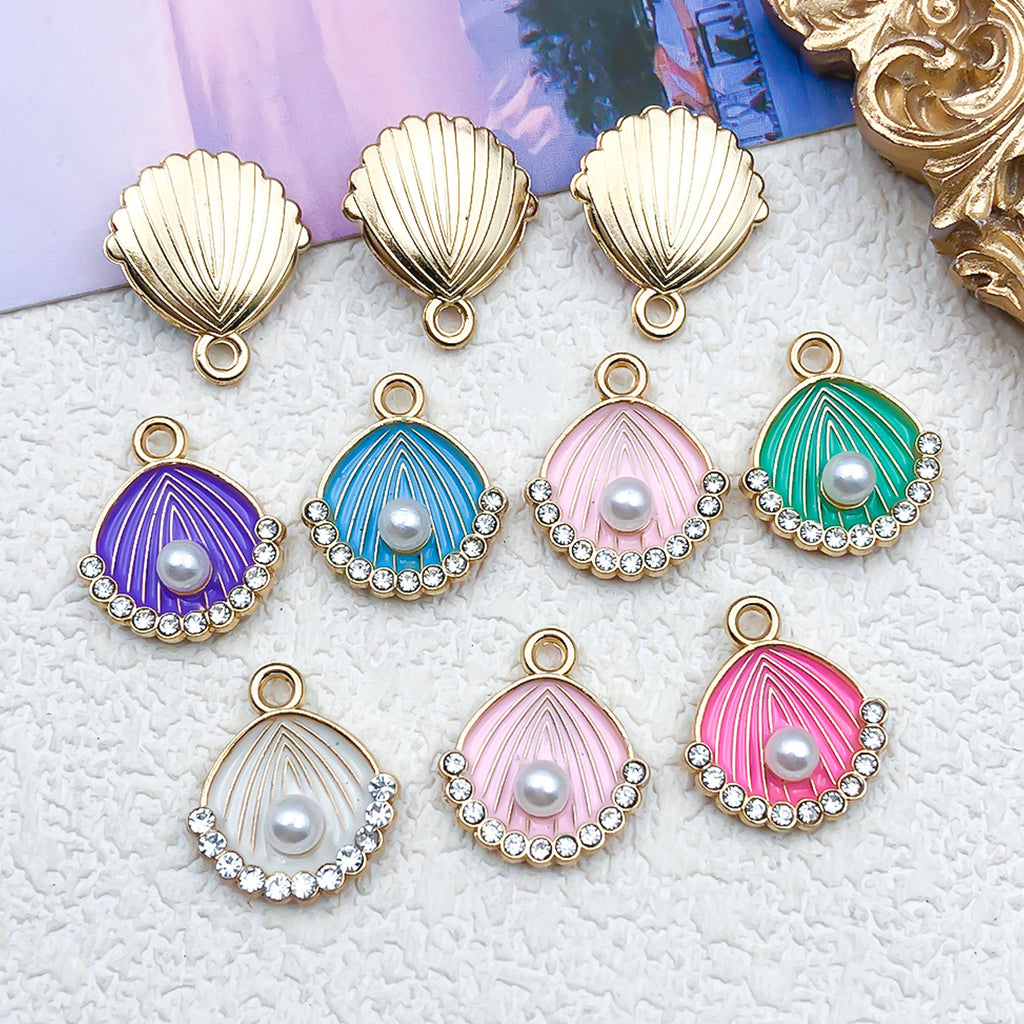 Zinc Alloy Shell Pearl Ocean Life Charm Pendant for DIY Necklace Earrings Jewelry Making