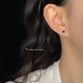 Silver Mini Astronaut Black Helmet Visor Stud Earrings view 2